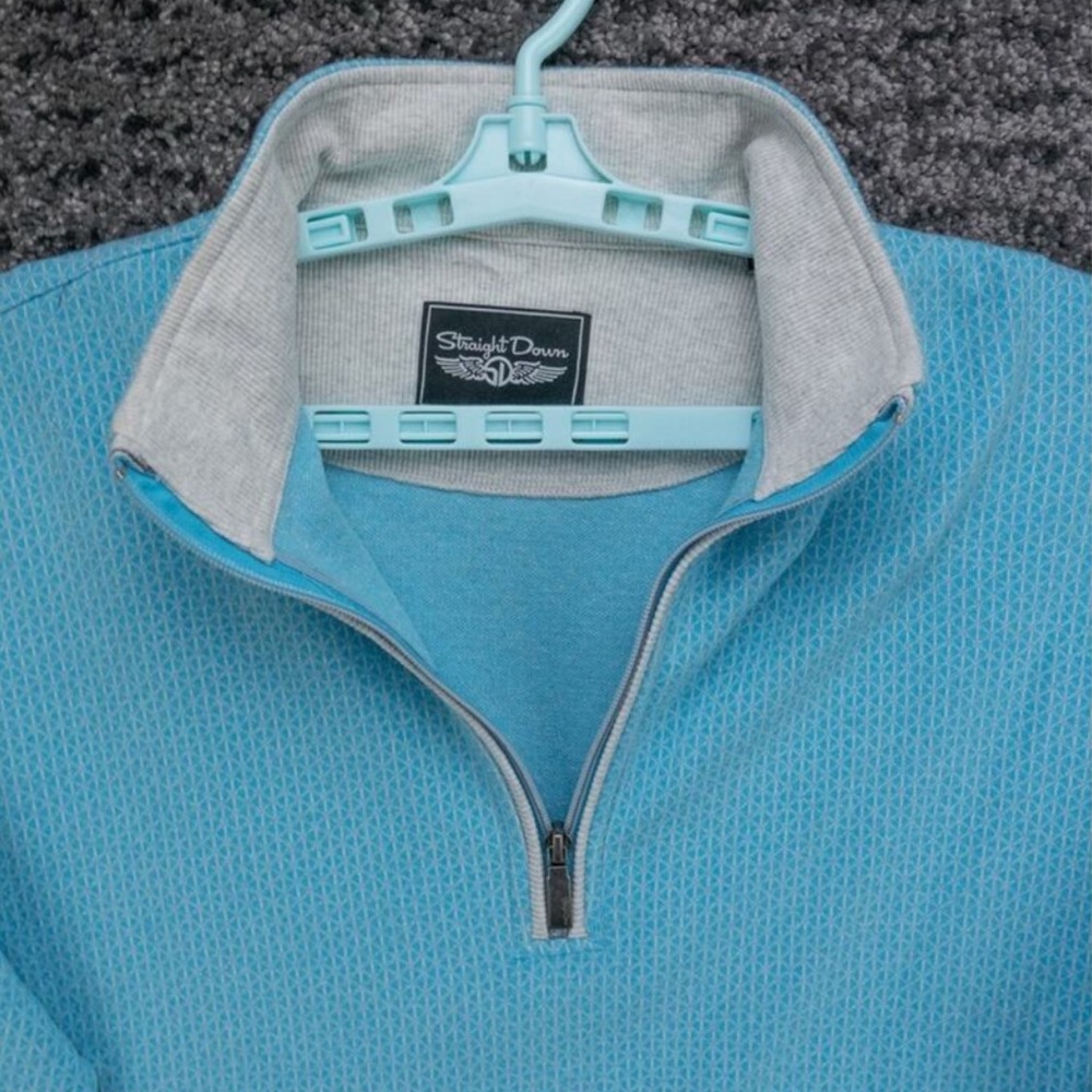 Straight Down Men's Light Blue Zip-Up Sweater
